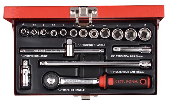 Cetaform C00-17MH4 17 Parça 1/4" 6 Köşe Lokma Takımı ( Metal Kutulu)