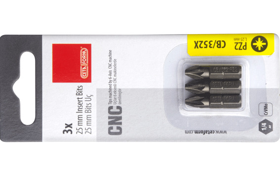 Cetaform CB/351X Pozidriv Bits Uç (Teşhir Kartlı)  Pz1 - 25Mm