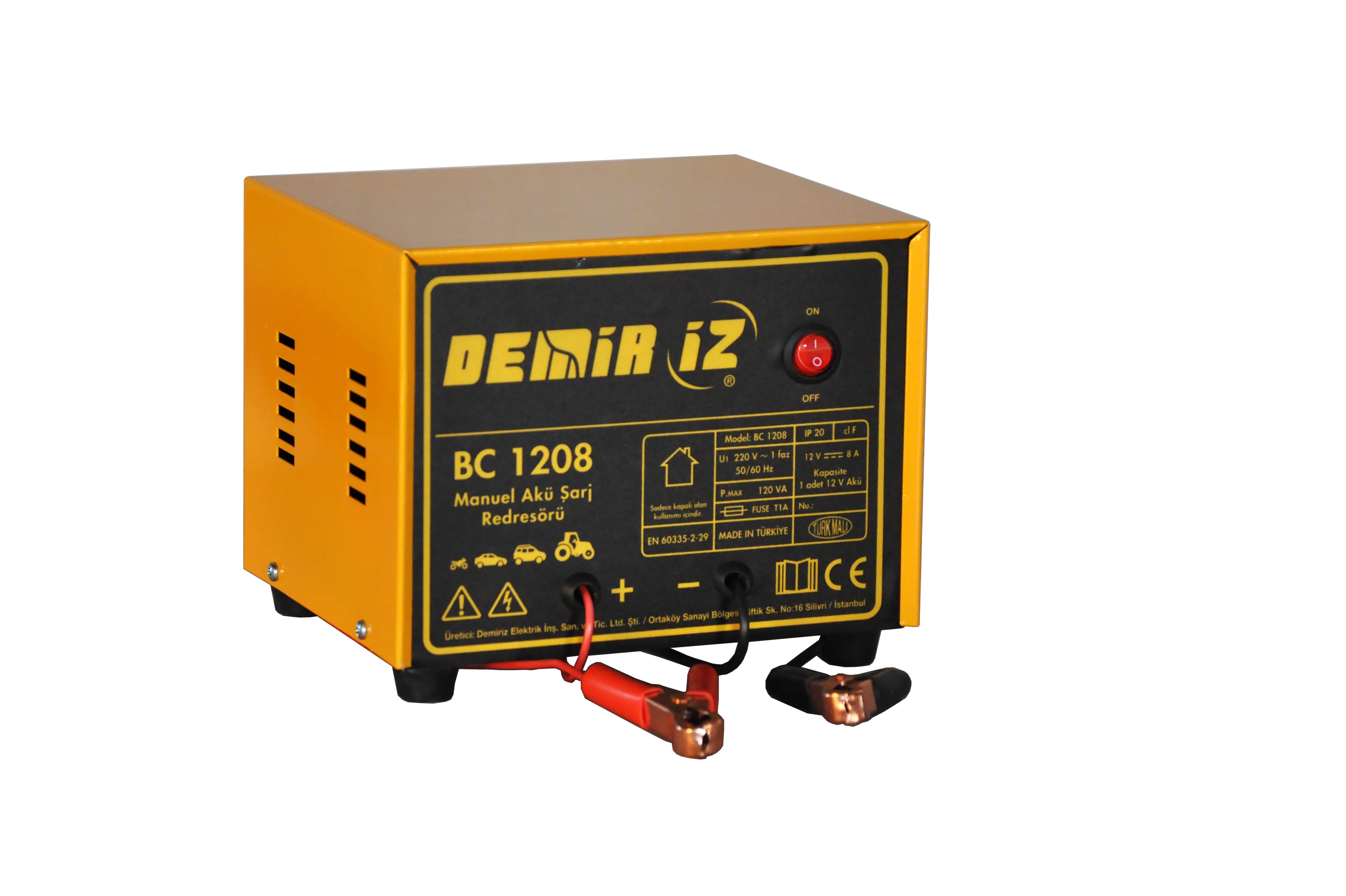 Demiriz BC1208 Manuel Akü Şarj Redresörü 12V 8Ah (Sigortalı Model)