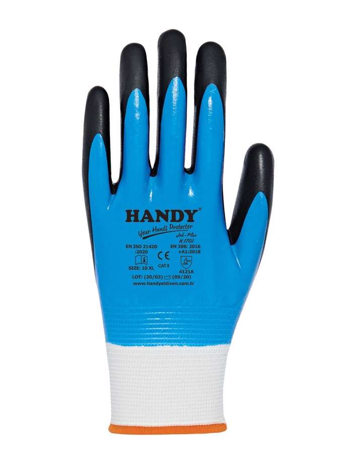 Handy H1701 Nitril Kaplama İş Eldiveni Mavi Sİyah