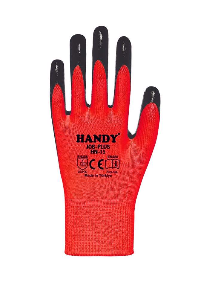 Handy HN-15 Nitril Kaplama İş Eldiveni Kırmızı