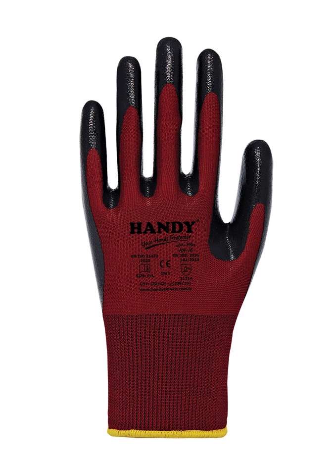 Handy HN-16 Nitril Kaplama İş Eldiveni Bordo/Siyah