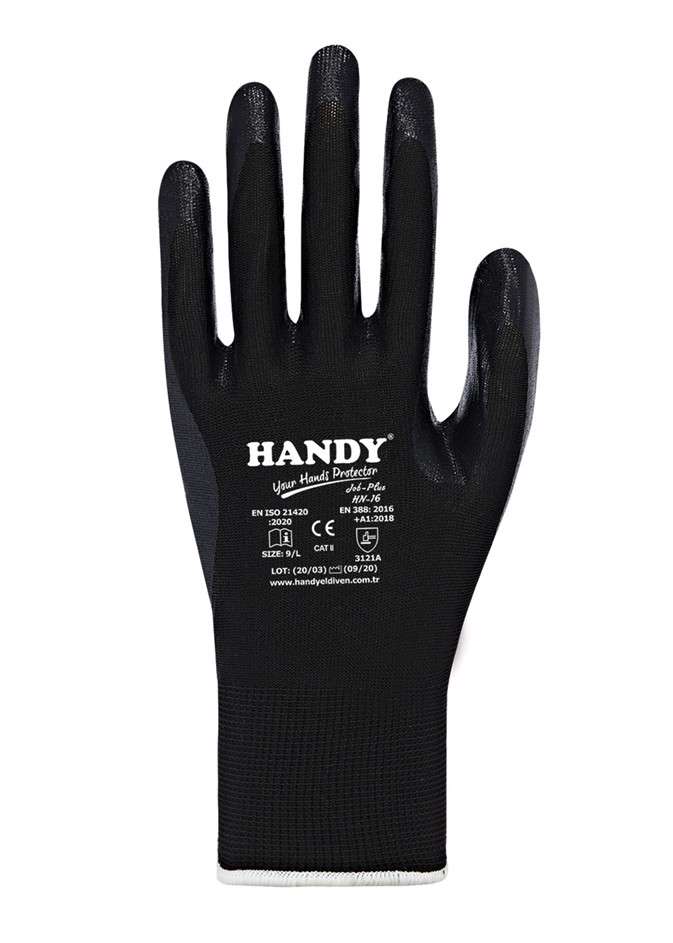 Handy HN-16 Nitril Kaplama İş Eldiveni Siyah/Siyah