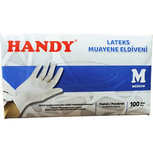Handy Lateks Muayene Eldiveni Pudralı 100'lü Paket Medium