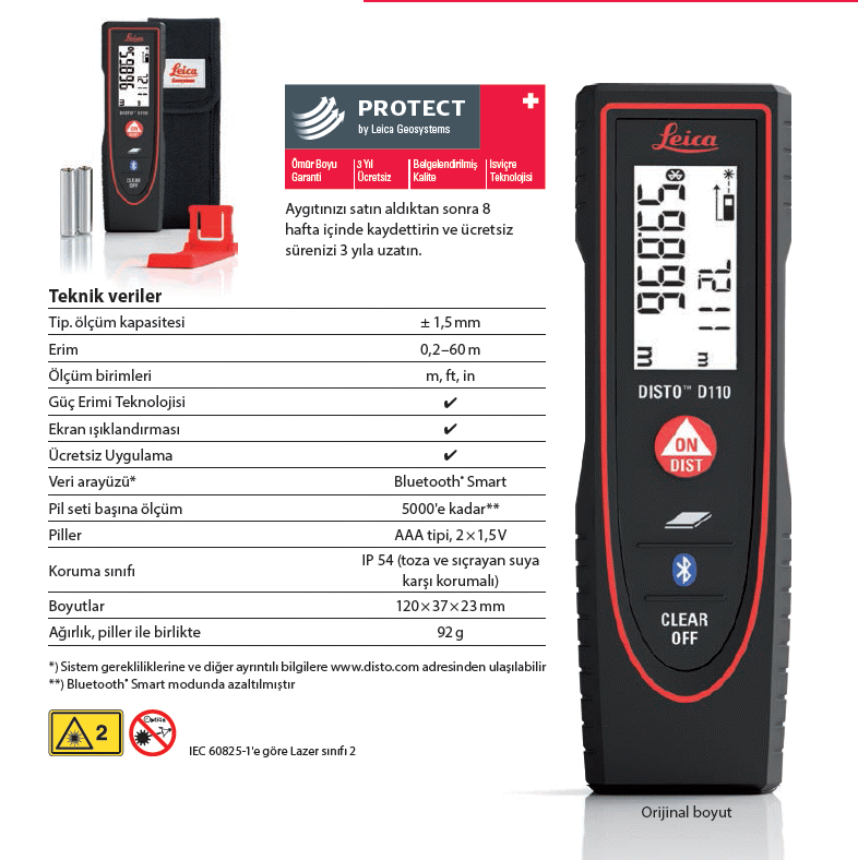 Leica Disto D110 Bluetooth'lu 60 Mt Lazer Metre