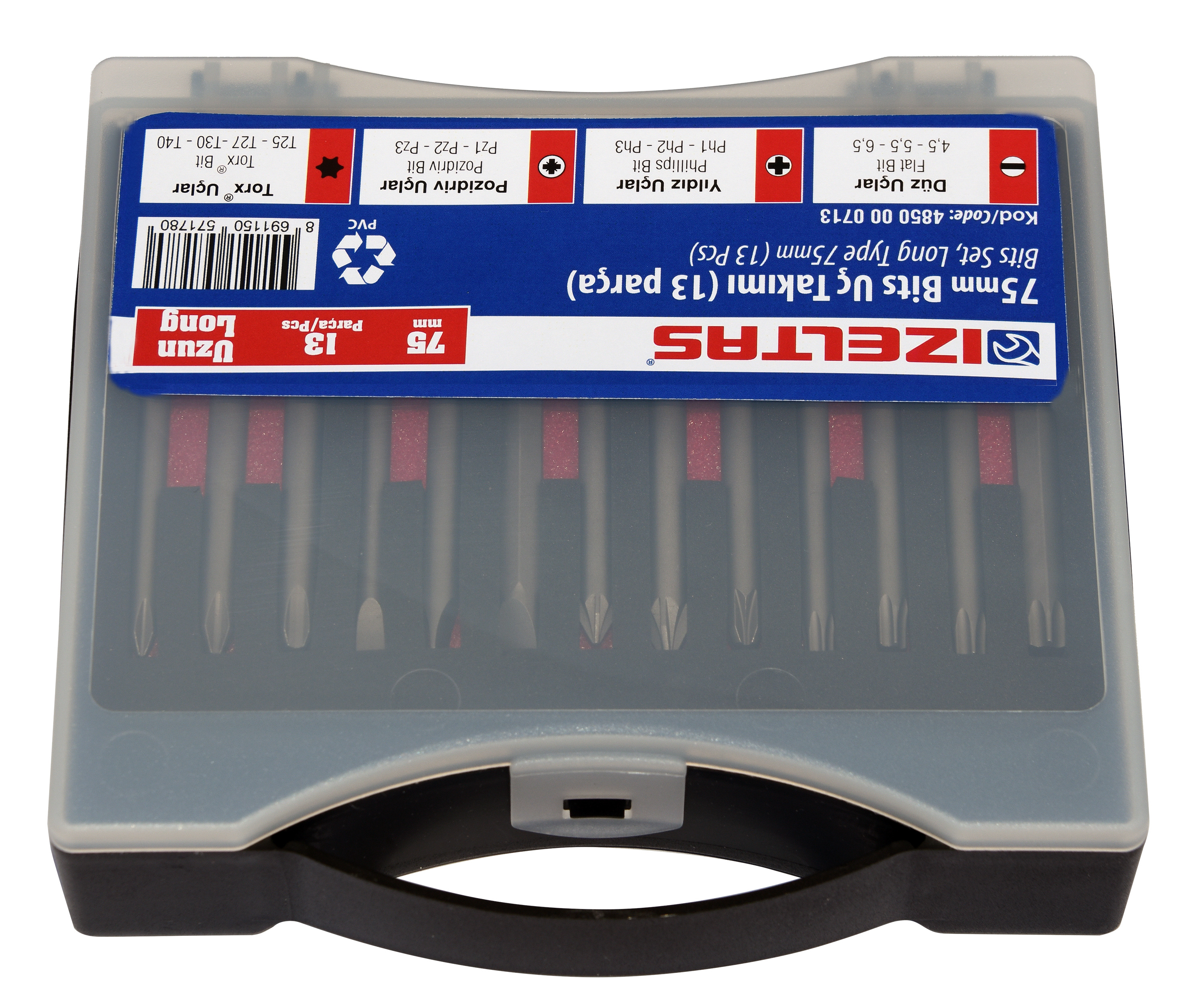 İZELTAŞ 4850000713 13'Lü Uzun Bits Takım ( 75 Mm )