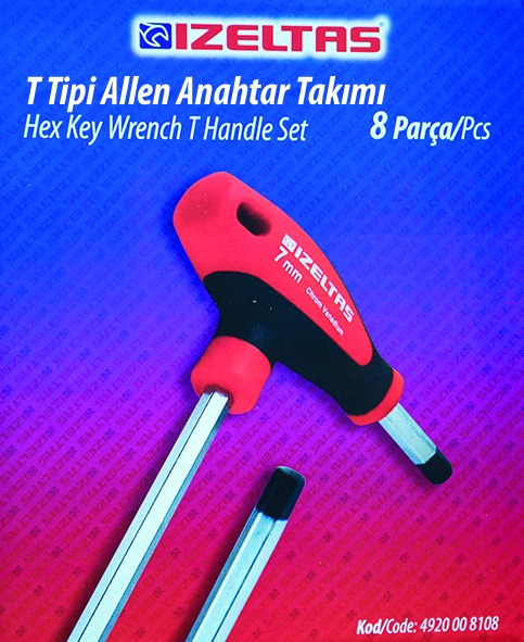 İZELTAŞ 4920008108 8'Li T Tipi Allen Anahtar Takımı