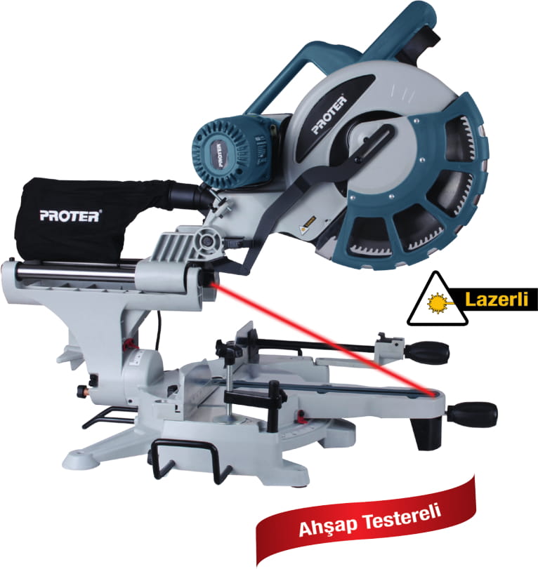 PROTER PR 305 Radial Gönye Kesme Makinesi (Sağ & Sol Yatarlı Açılı Kesim)  305 Mm - 2000 W