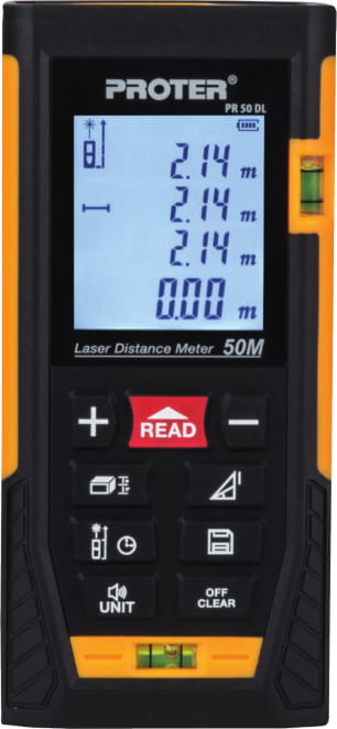 PROTER PR 50 DL Lazer Metre (İç Ve Dış Mekan Ölçüm) 0.05-50 M - 2*1.5 Aaa