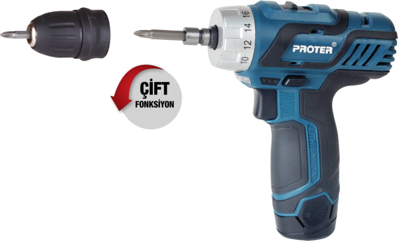 PROTER PST 222 PLUS Şarjlı Vidalama Tornavida 2.0 Ah/Li-On 12.0 V