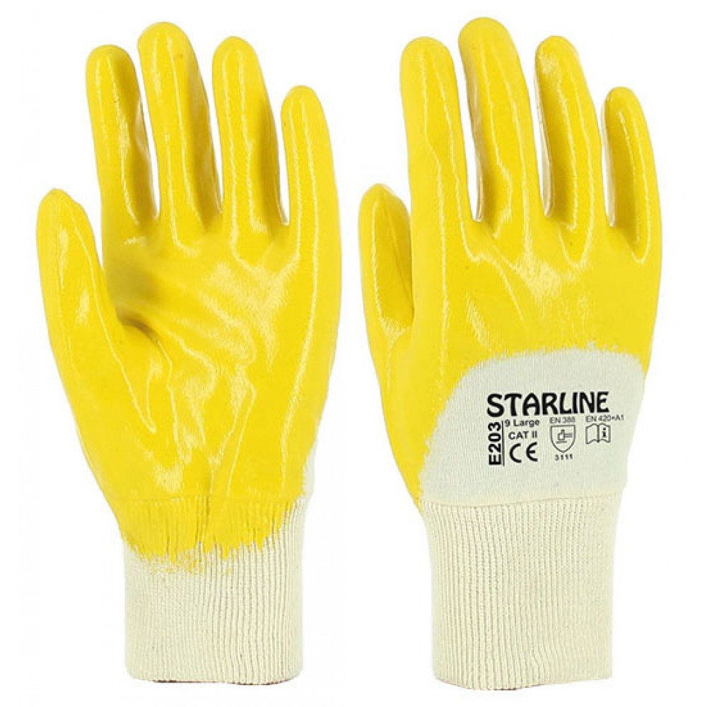 Starline E-203 Yarım Kaplı Nitril Eldiven Sarı